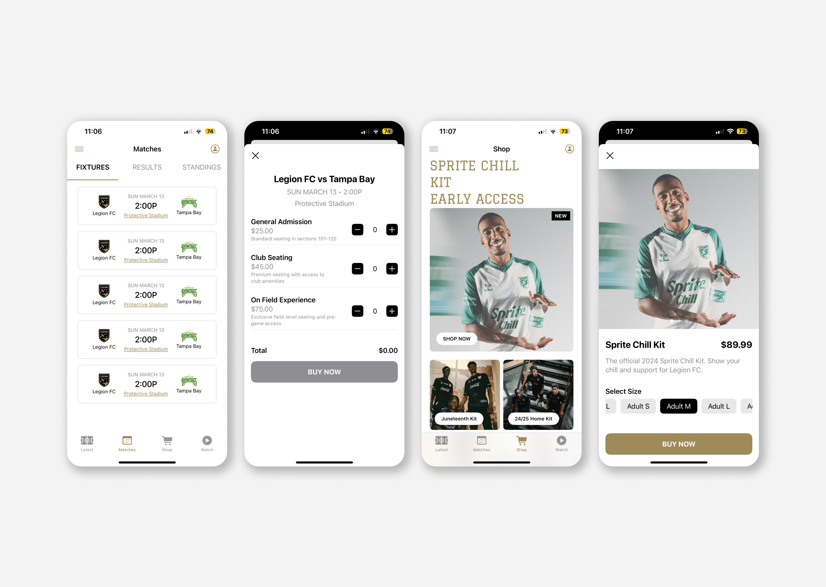 Legion FC App Screenshots