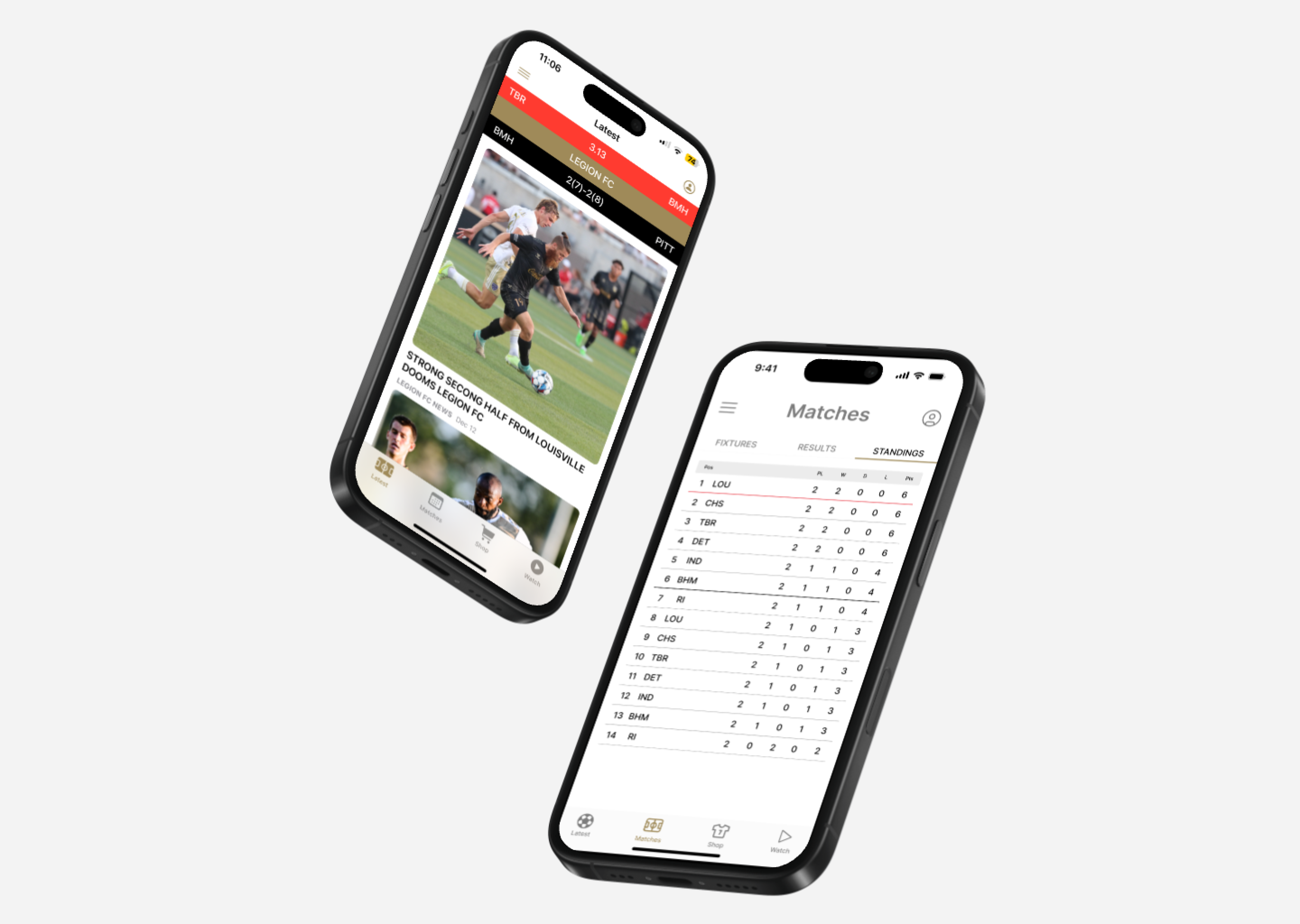 View of Live Match Ticker and detailed matches page